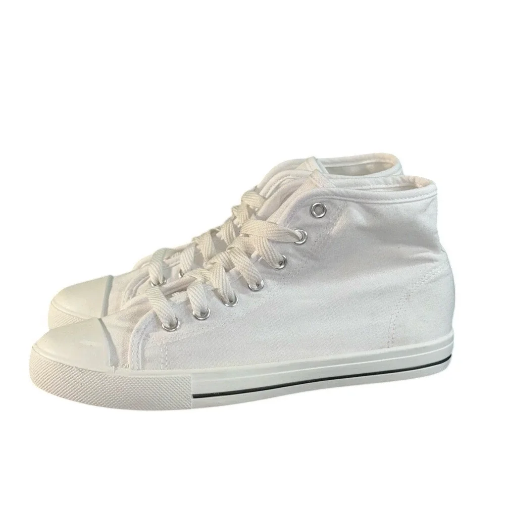 Josiny‎ White Canvas High Top Sneakers Womens Size 8 Lace Up Casual Shoes